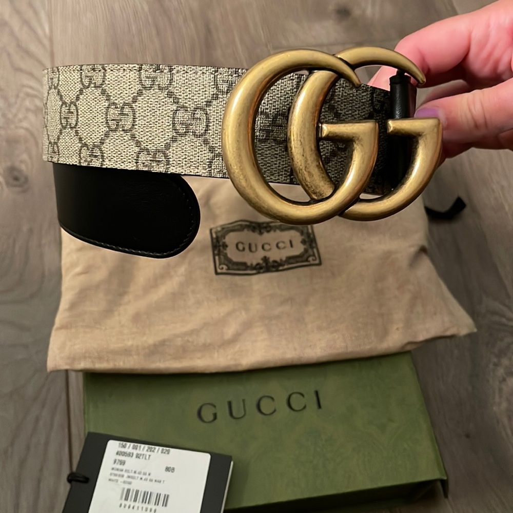 Gucci GG Belt with Double G Buckle Black Leather
